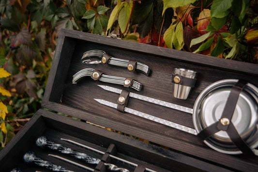 Premium BBQ Skewer & Grill Tool Set in Wooden Case