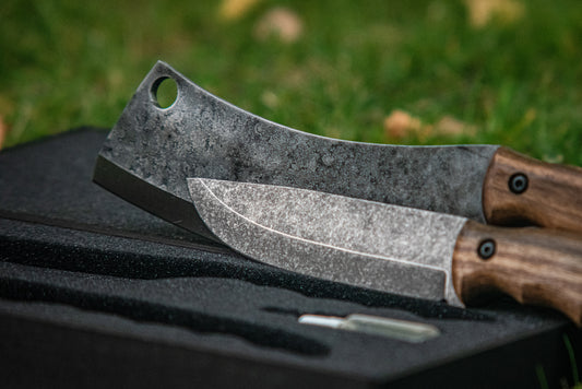 "Combo 02" – Handmade Cleaver & Knife in Wooden Gift Box