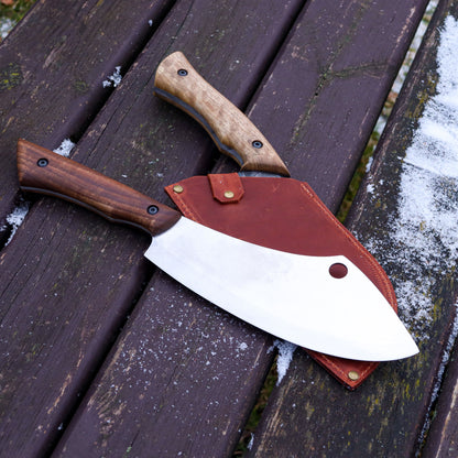 Clover Handmade Kitchen Cleaver with Walnut Wood Handle