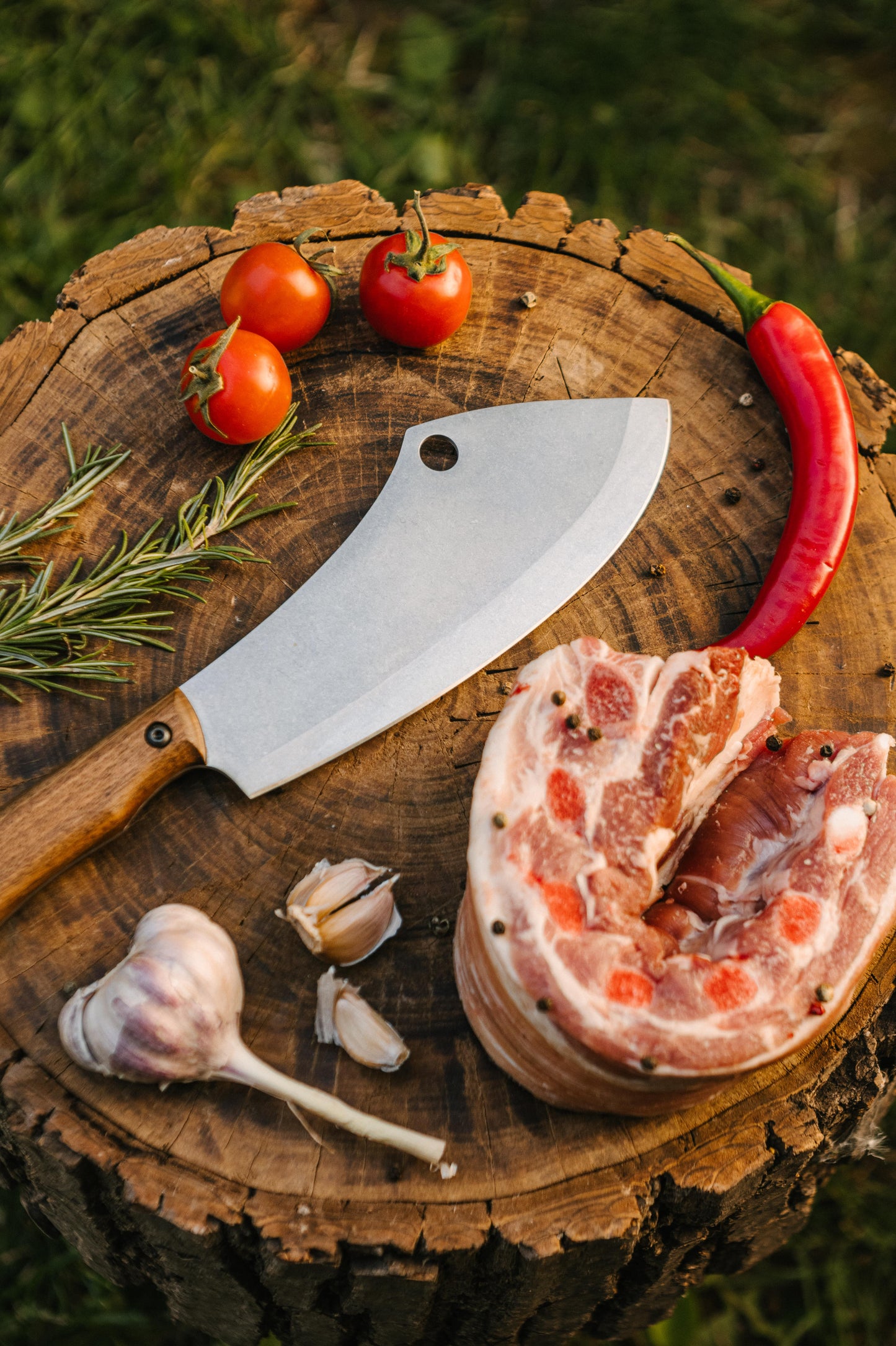 Clover Handmade Kitchen Cleaver with Walnut Wood Handle