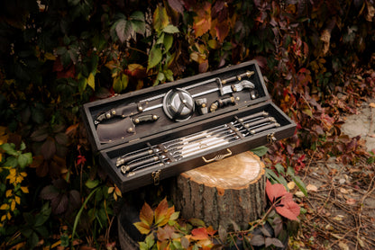 Handcrafted BBQ Skewer Set in Wooden Storage Case Triumph