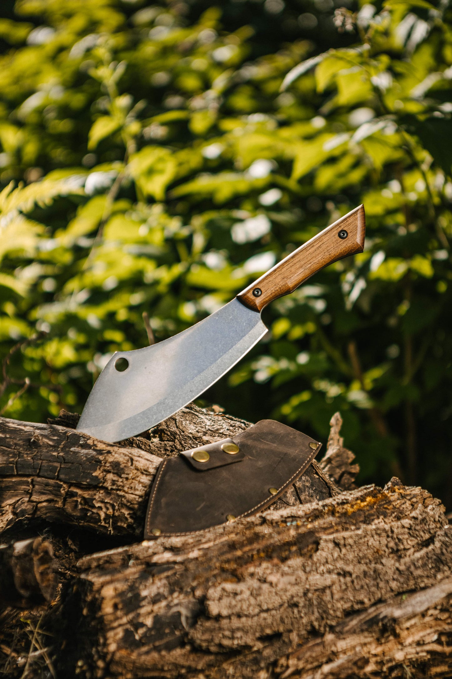 Clover Handmade Kitchen Cleaver with Walnut Wood Handle