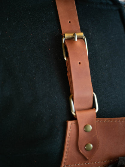 Crazy Horse Leather BBQ Apron with Utility Pockets