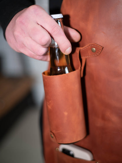 Crazy Horse Leather BBQ Apron with Utility Pockets