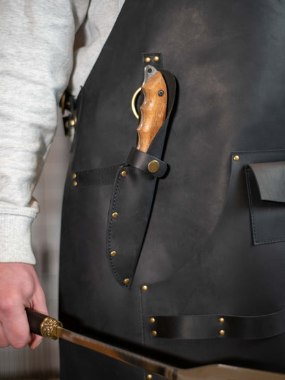 Handcrafted Leather BBQ Apron with Utility Pockets