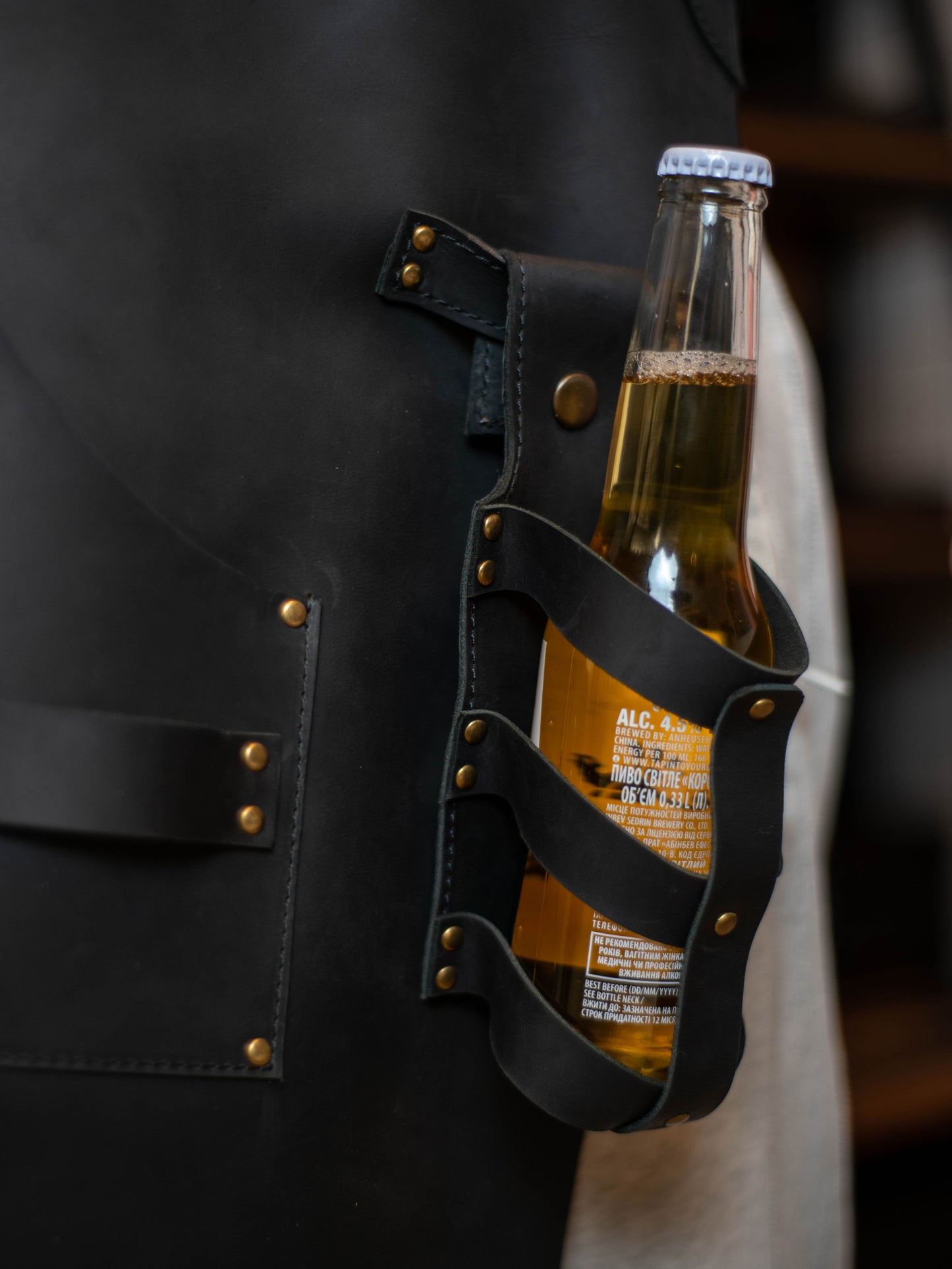 Handcrafted Leather BBQ Apron with Utility Pockets