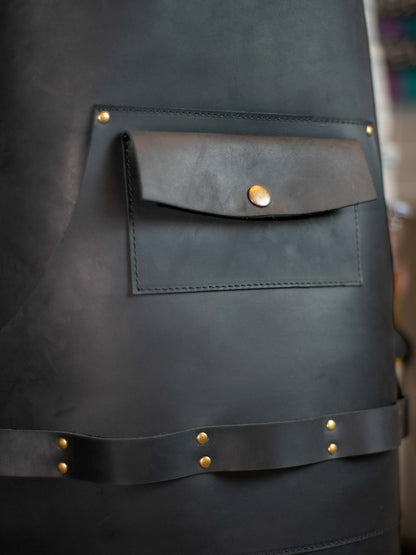 Handcrafted Leather BBQ Apron with Utility Pockets