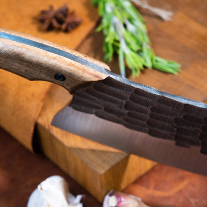 "Serbian with stone texture" Handmade Cleaver Knife