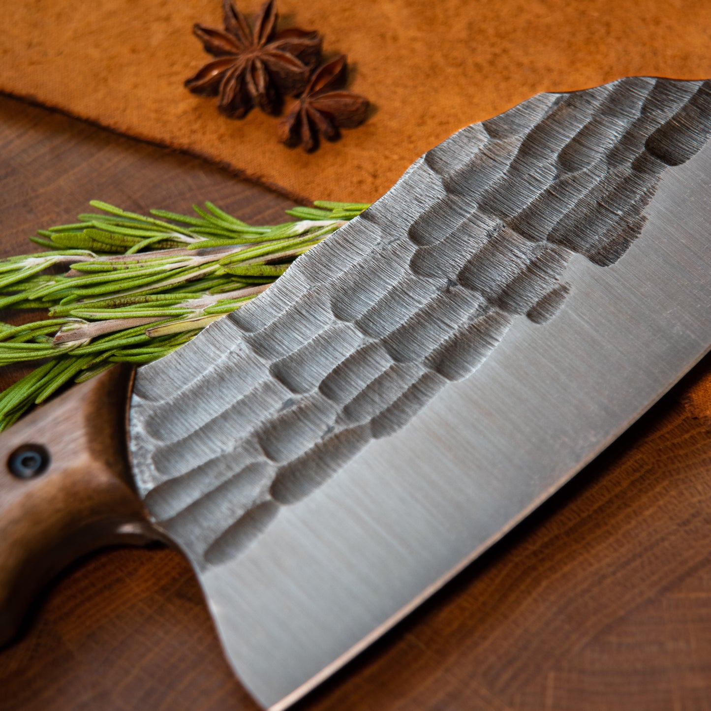 "Serbian with stone texture" Handmade Cleaver Knife