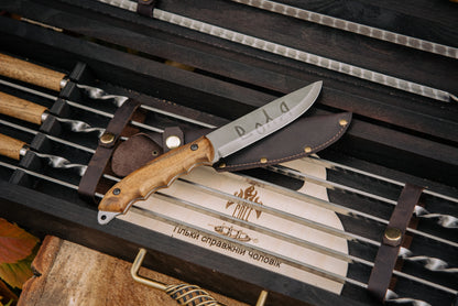 Handcrafted BBQ Skewer & Grill Tool Set in Wooden Storage Case