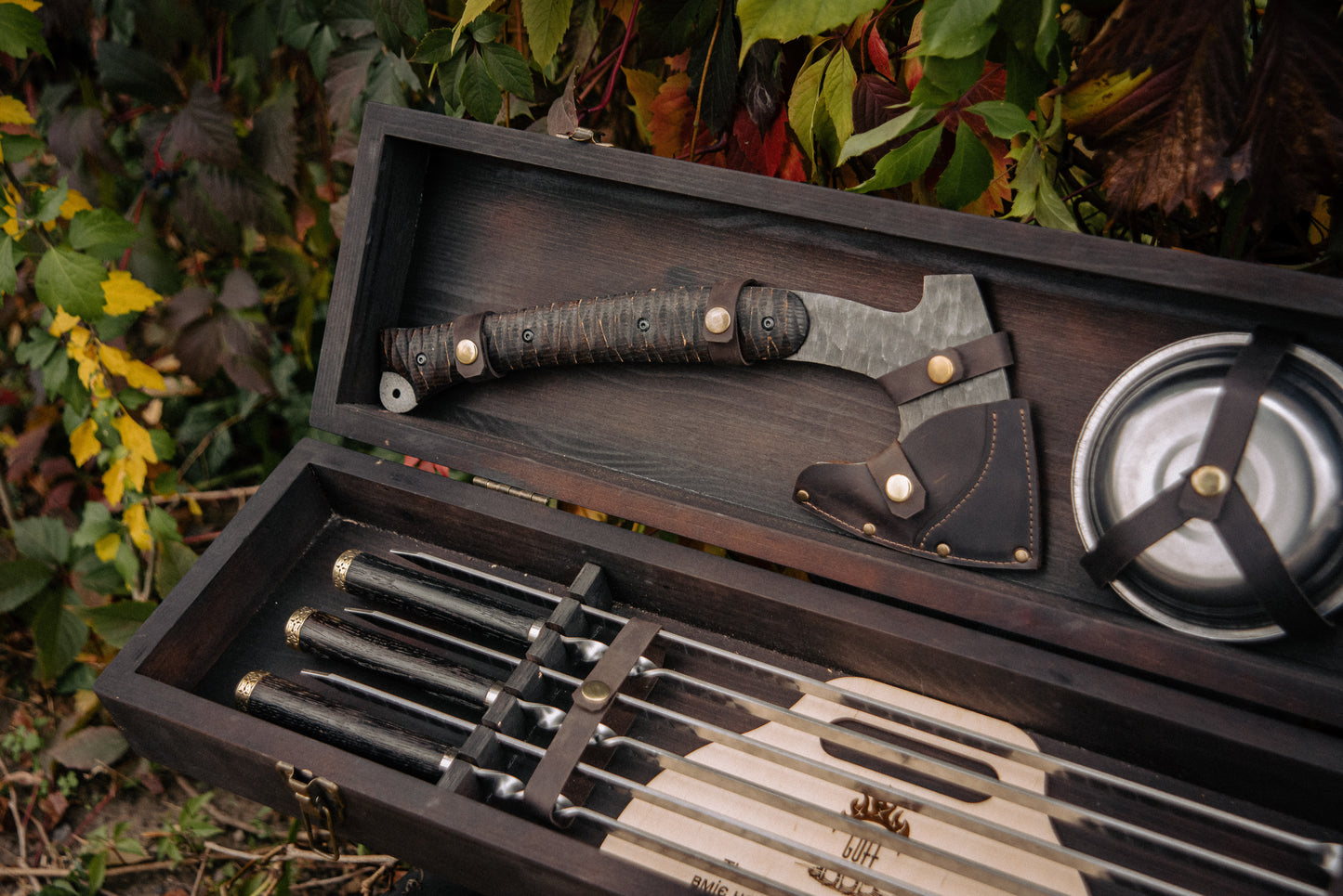 Premium BBQ Grill Set in Wooden Storage Case