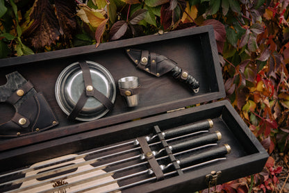 Premium BBQ Grill Set in Wooden Storage Case