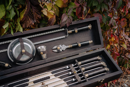 Handmade BBQ Skewer Set in Wooden Storage Case