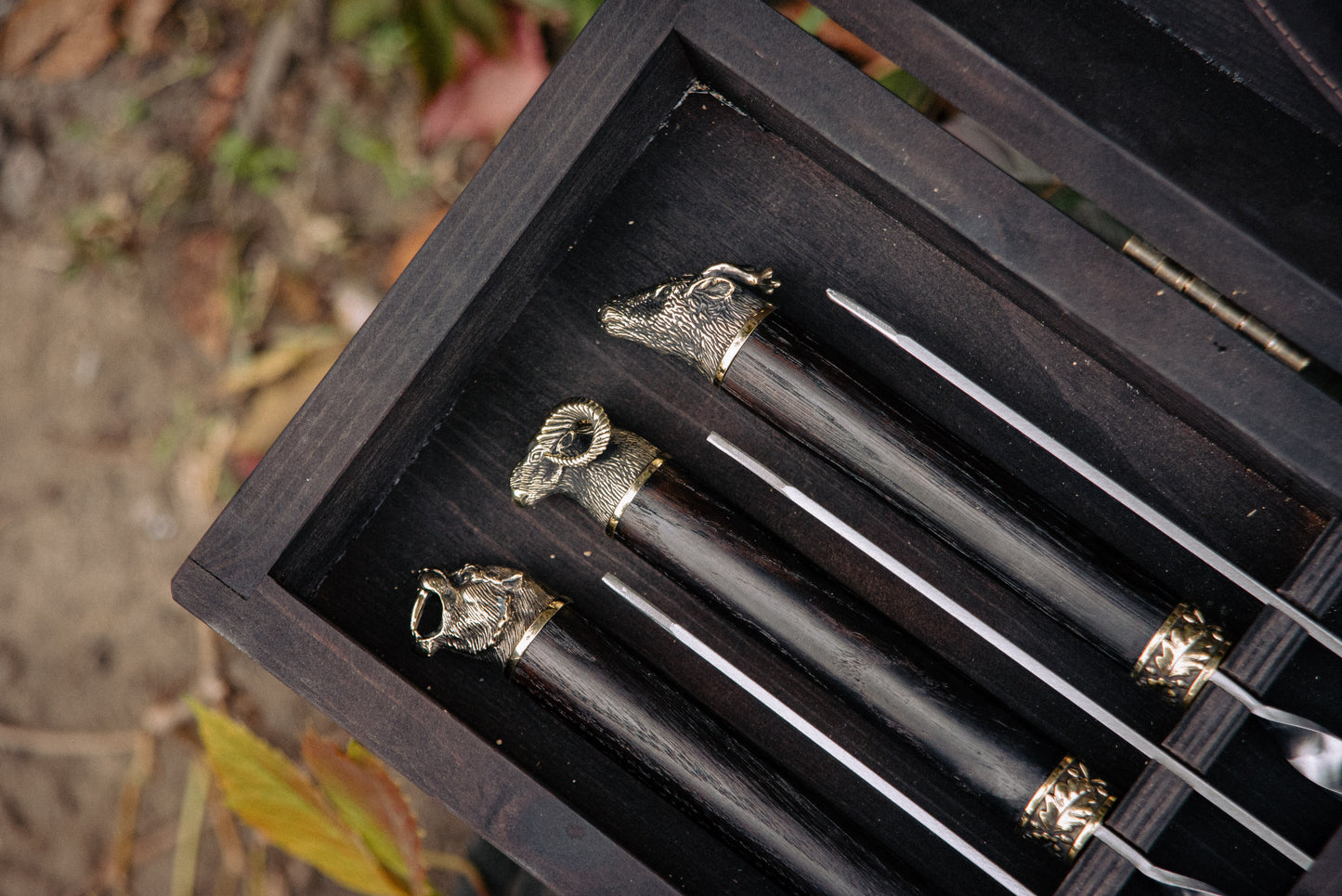 Handmade BBQ Skewer Set in Wooden Storage Case