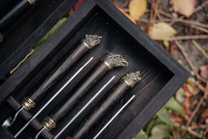 Handmade BBQ Skewer Set in Wooden Storage Case