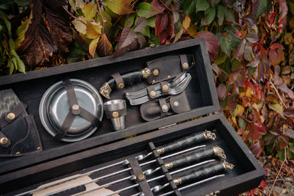 BBQ Skewer Set with Grill Chopper, BBQ Splitter & 3-in-1 Grill Tool in Wooden Case
