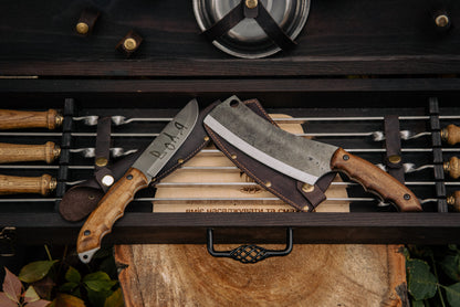 Handmade BBQ Skewer Set with Wooden Handles & Storage Case