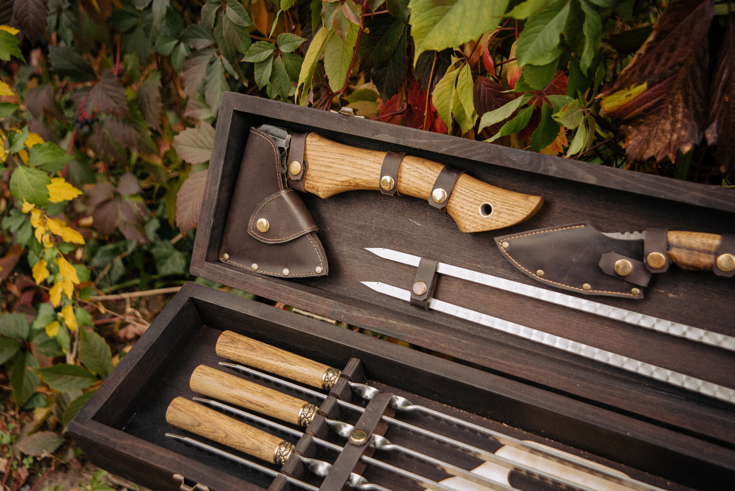 Handcrafted BBQ Skewer Gift Set with Premium Grill Tools and Storage Case