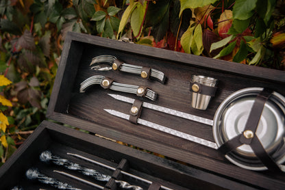 Premium BBQ Skewer & Grill Tool Set in Wooden Case