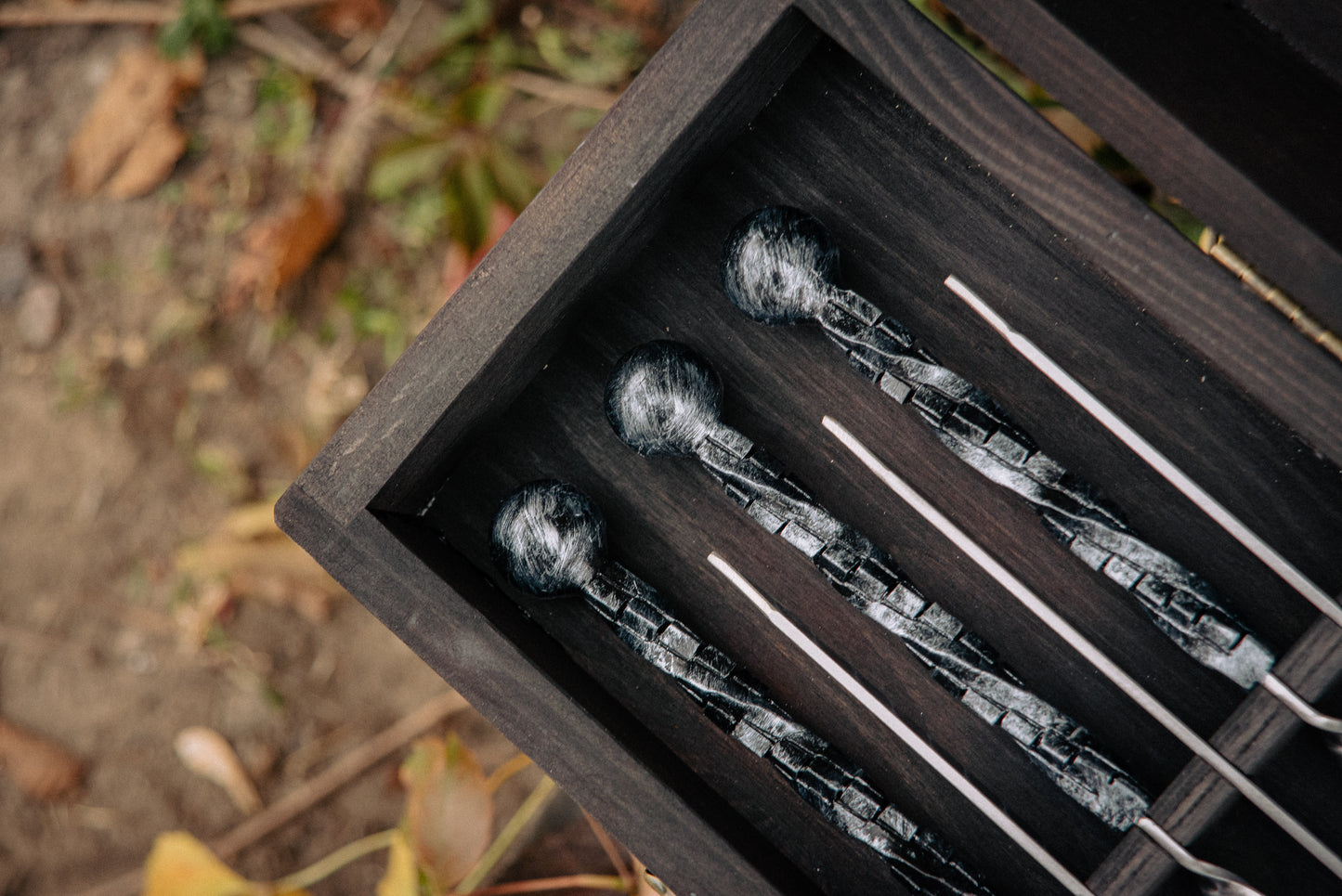 Premium BBQ Skewer & Grill Tool Set in Wooden Case