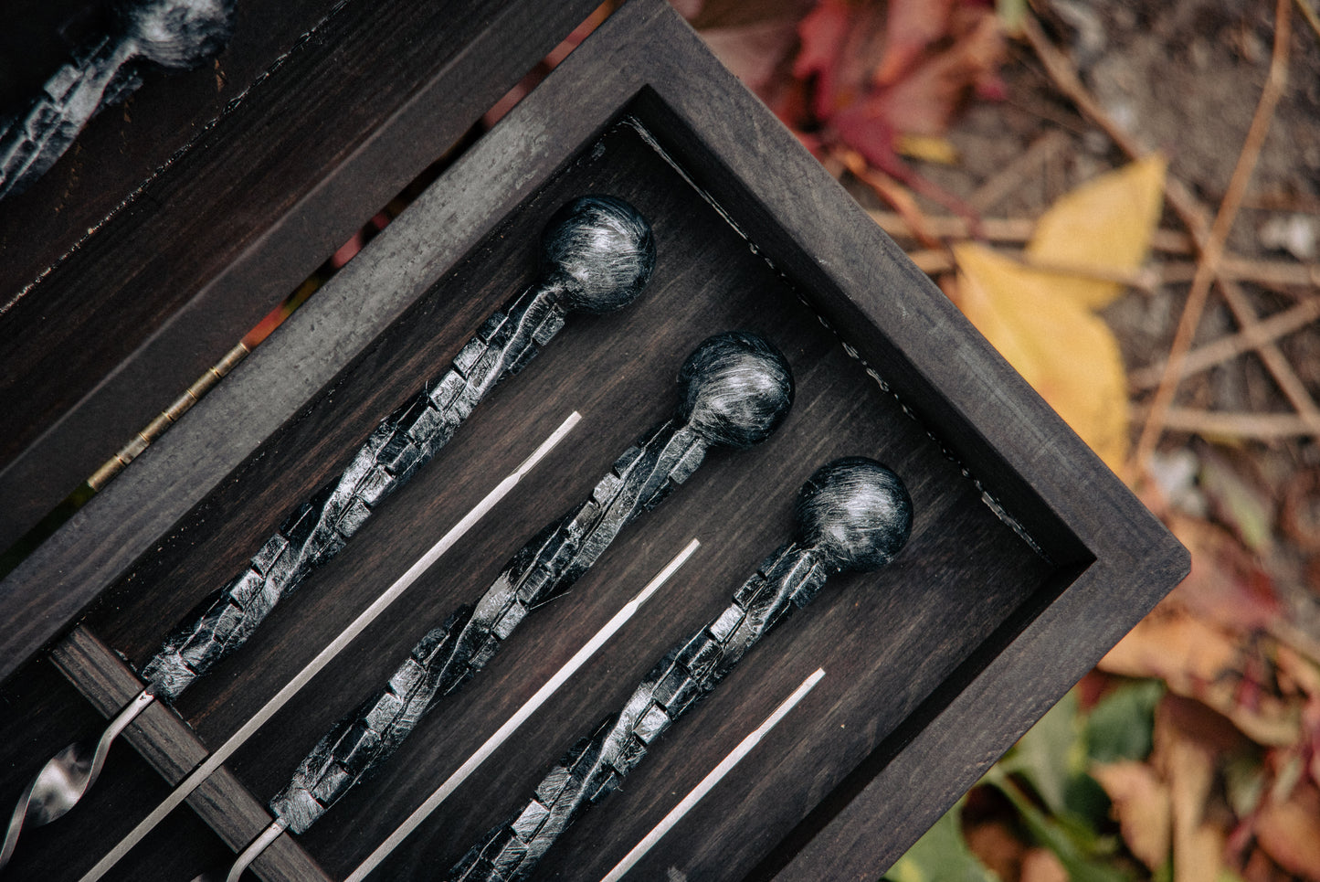 Premium BBQ Skewer & Grill Tool Set in Wooden Case