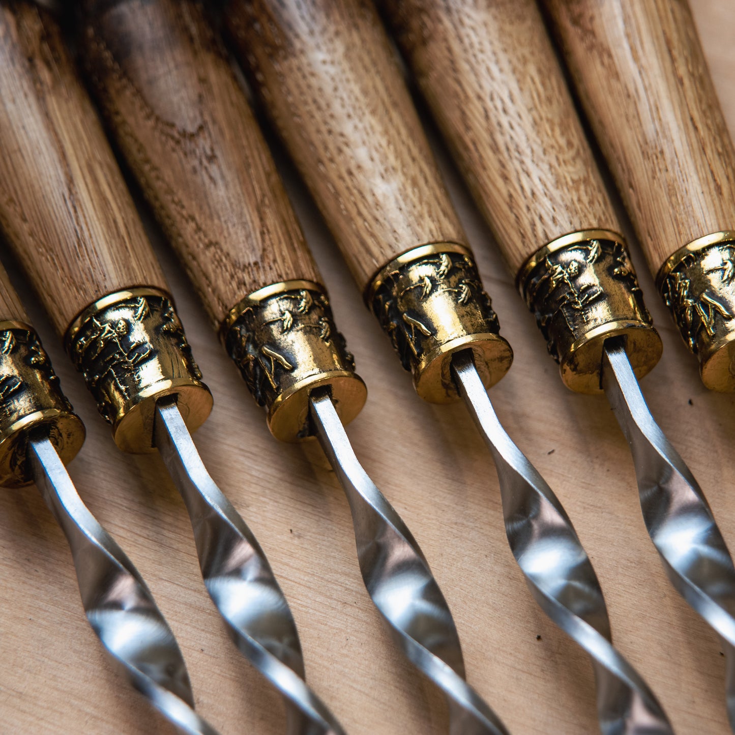 Handcrafted BBQ Skewer Set in Leather Storage Case