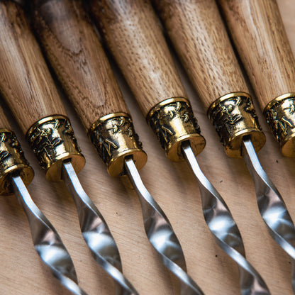 Handcrafted BBQ Skewer Set in Leather Storage Case