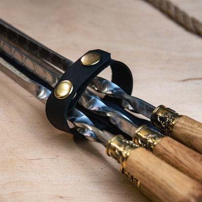 Handcrafted BBQ Skewer Set in Leather Storage Case