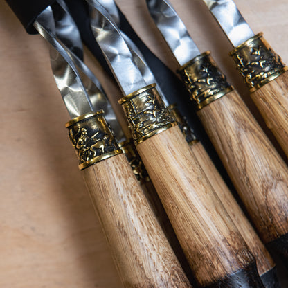 Handcrafted BBQ Skewer Set in Leather Storage Case