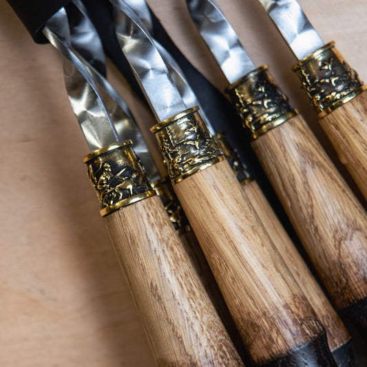 Handcrafted BBQ Skewer Set in Leather Storage Case