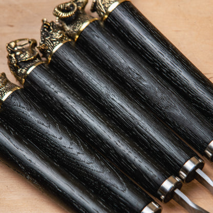 Handcrafted Stainless Steel BBQ Skewer Set with Leather Quiver