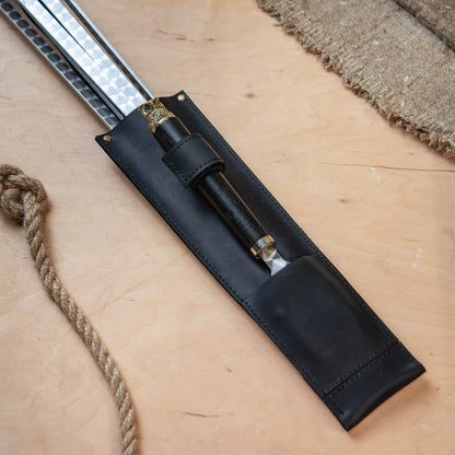 Handcrafted Stainless Steel BBQ Skewer Set with Leather Quiver