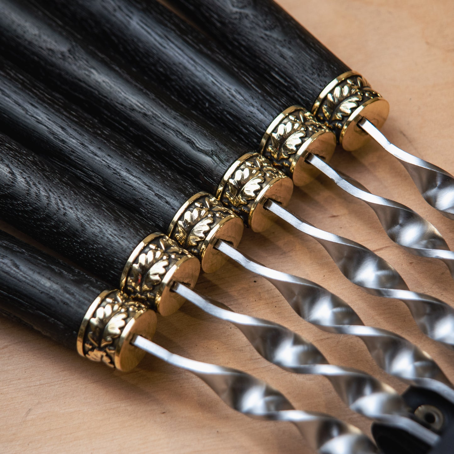 Handcrafted BBQ Skewer Set with Leather Quiver & Double Skewer