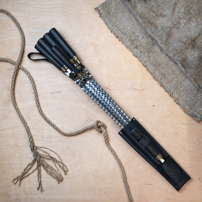 Handcrafted BBQ Skewer Set with Leather Quiver & Double Skewer