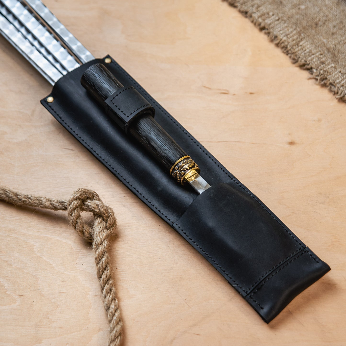 Handcrafted BBQ Skewer Set with Leather Quiver & Double Skewer