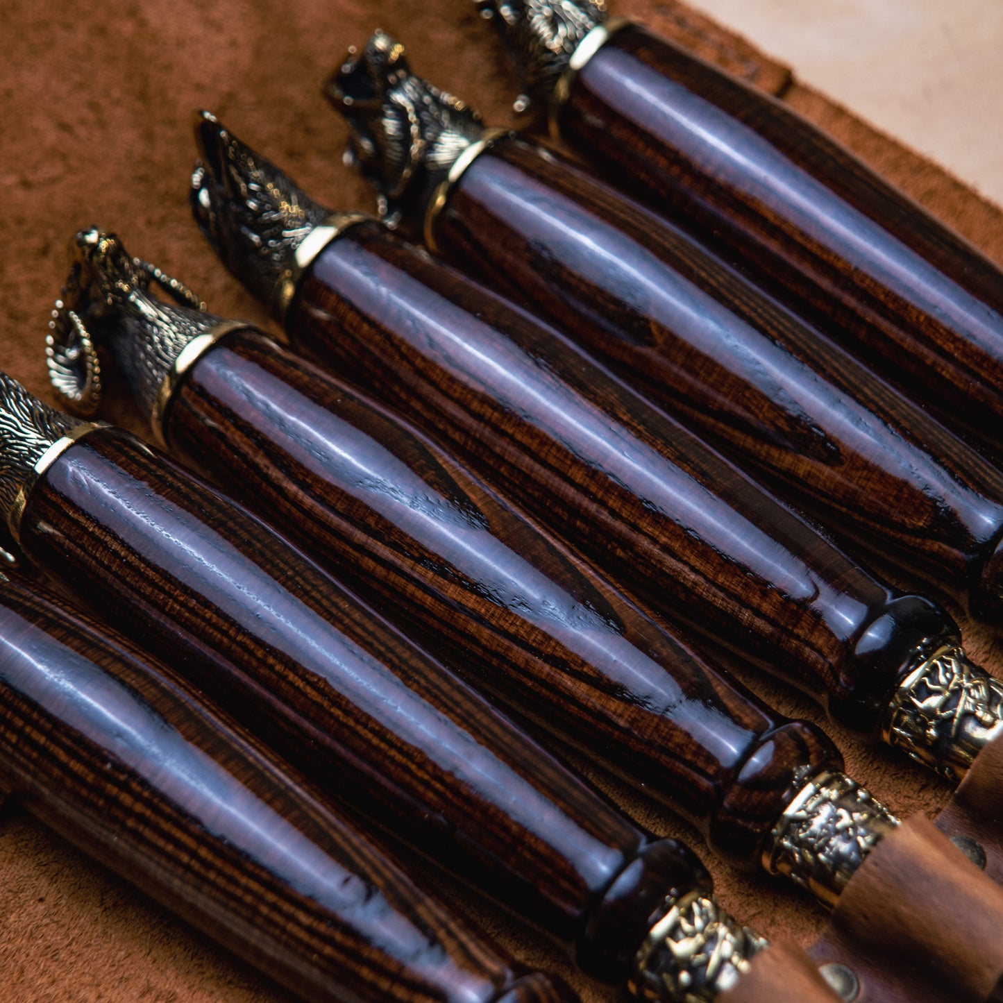 BBQ Skewer Set with Oak Handles & Bronze Accents