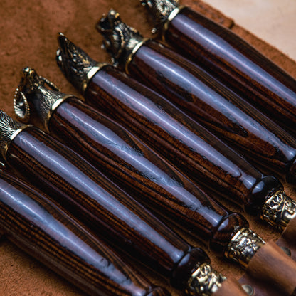 BBQ Skewer Set with Oak Handles & Bronze Accents