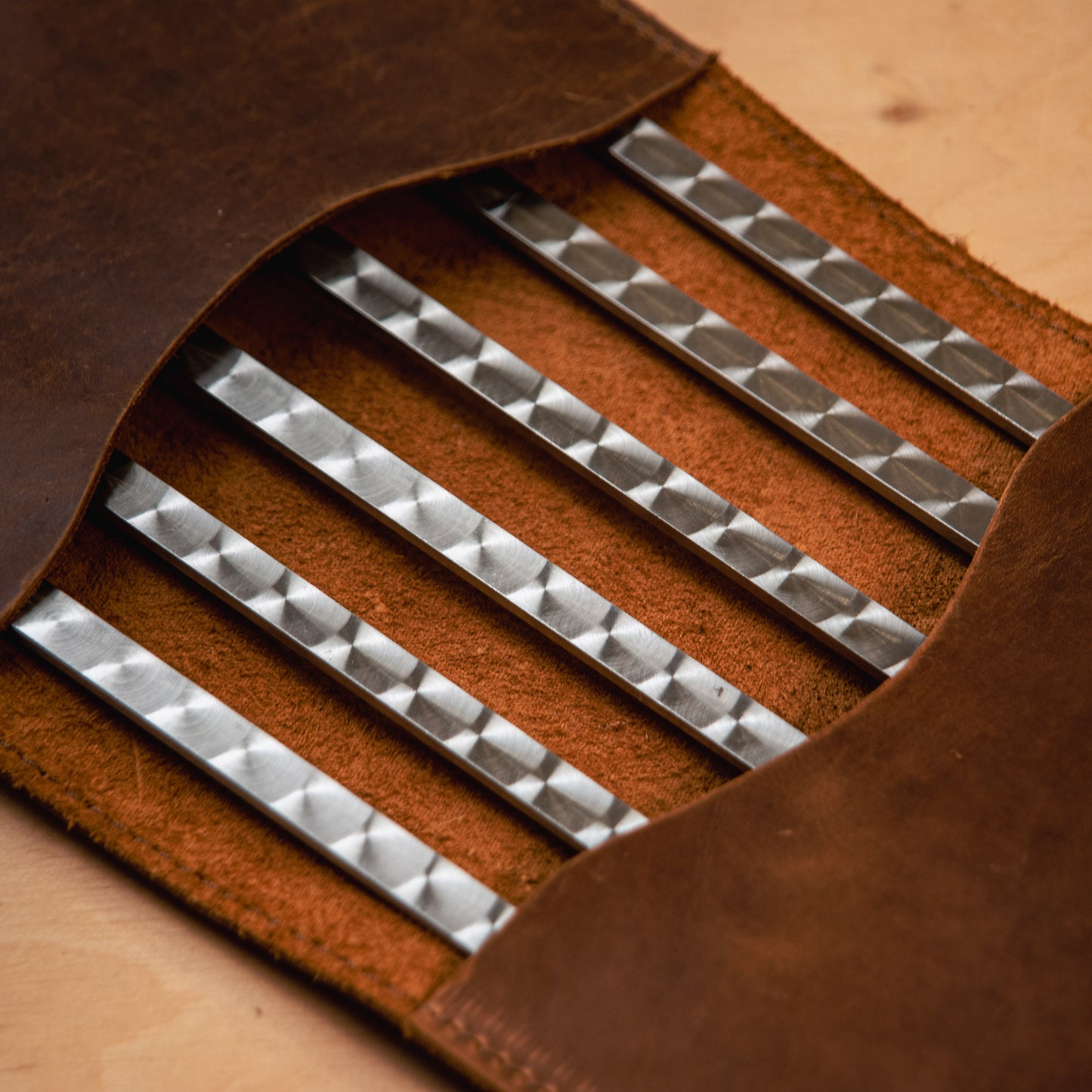BBQ Skewer Set with Oak Handles & Bronze Accents