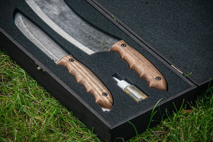 "Combo 02" – Handmade Cleaver & Knife in Wooden Gift Box