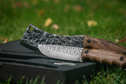 "Combo 01" – Handmade Cleaver & Knife in Wooden Gift Box