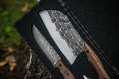 "Combo 04" – Handmade Cleaver & Knife in Wooden Gift Box