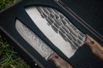 "Combo 04" – Handmade Cleaver & Knife in Wooden Gift Box