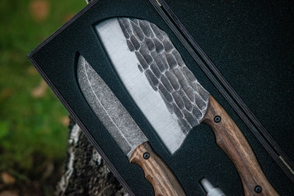 "Combo 03" – Handmade Cleaver & Knife in Wooden Gift Box