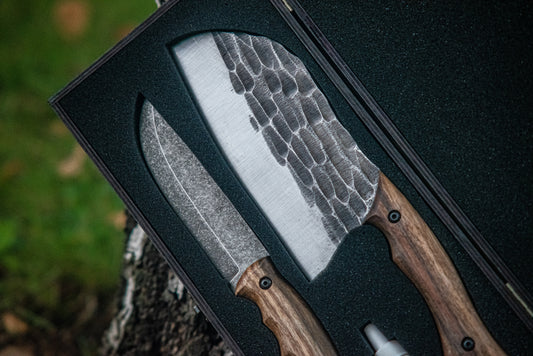 "Combo 03" – Handmade Cleaver & Knife in Wooden Gift Box