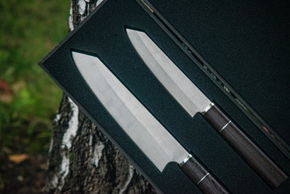 “Santoku Duet” – Handmade Author’s Chef Knifes in Wooden Box