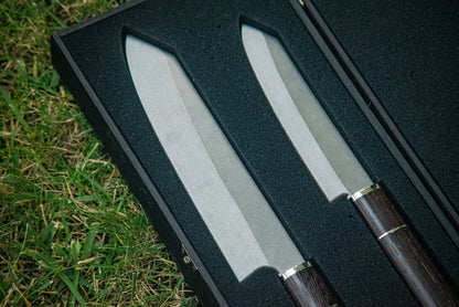 “Santoku Duet” – Handmade Author’s Chef Knifes in Wooden Box