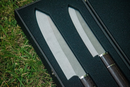 “Santoku Duet” – Handmade Author’s Chef Knifes in Wooden Box