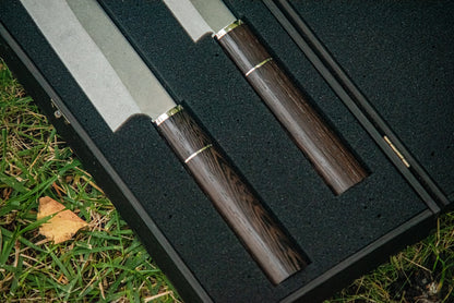 “Santoku Duet” – Handmade Author’s Chef Knifes in Wooden Box