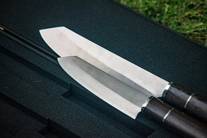 “Santoku Duet” – Handmade Author’s Chef Knifes in Wooden Box