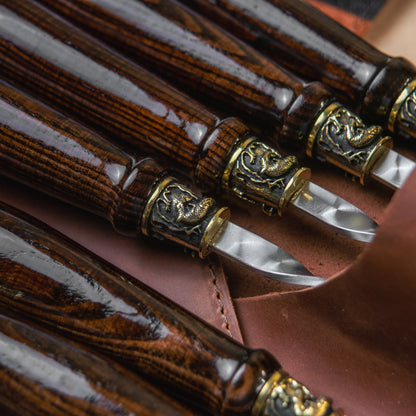 Premium BBQ Skewer Set with Leather Storage Case
